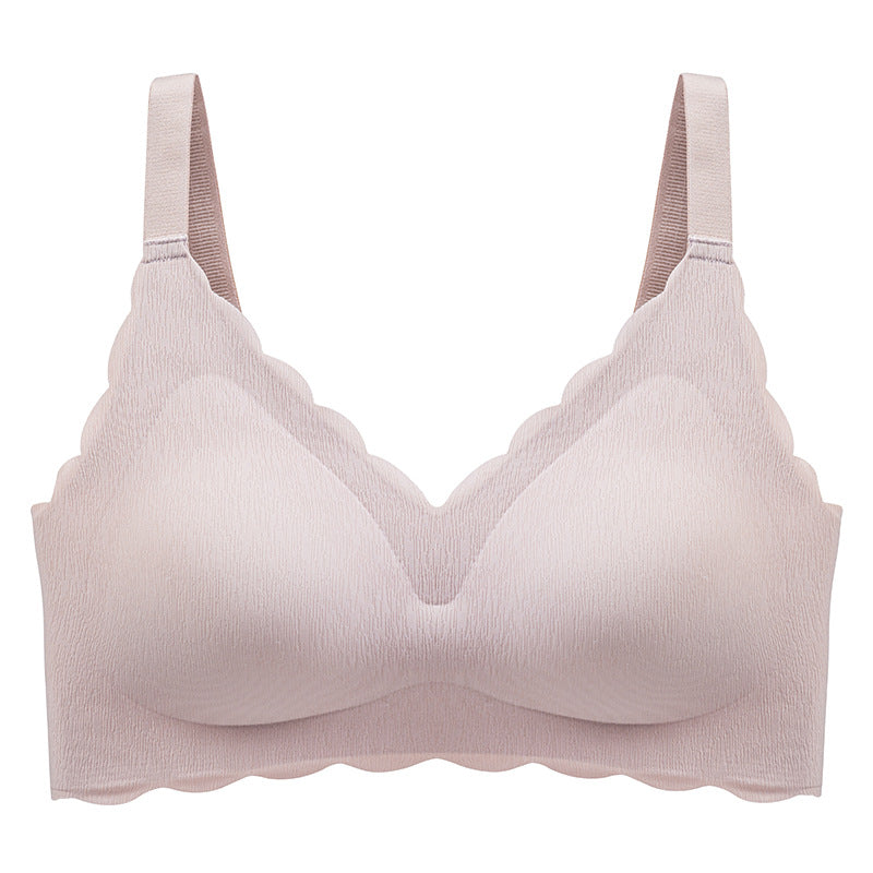 Women's Summer Thin No Steel Ring Underwear Gathered Seamless Full-Coverage T-Shirt Bra