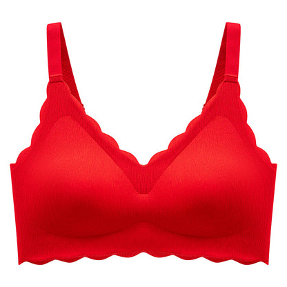 Women's Summer Thin No Steel Ring Underwear Gathered Seamless Full-Coverage T-Shirt Bra
