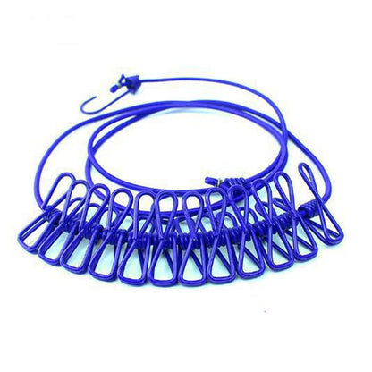 Portable Clothesline (Home, Outdoor, Camping with 12 Clips)