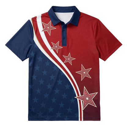 USA 250th Anniversary Print Casual Polo Shirt
