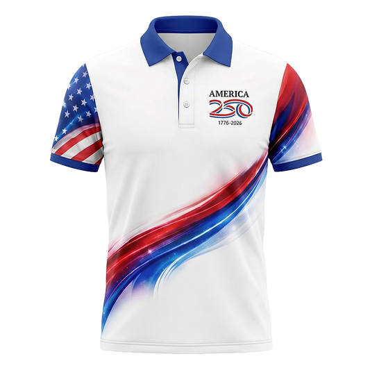 USA 250th Anniversary Print Casual Polo Shirt