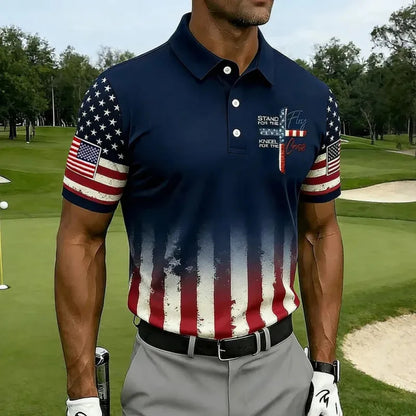 Men's American 250th Anniversary Print Casual Polo Shirt