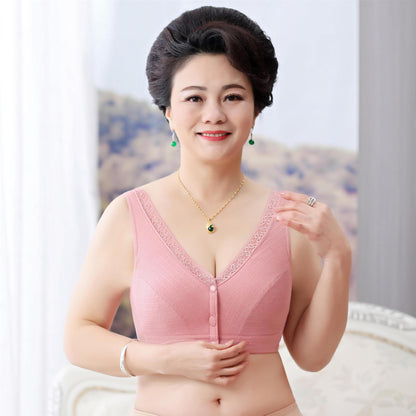 Soft Cotton Front Button Underwireless Tank Bra